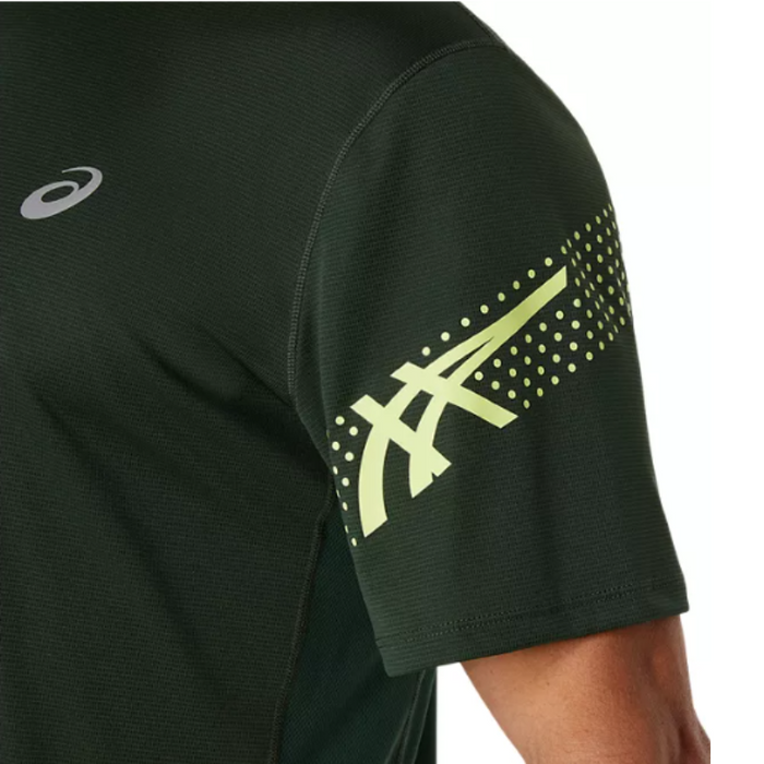 Asics Icon SS Mens Tennis Top - Rain Forest/Glow Yellow