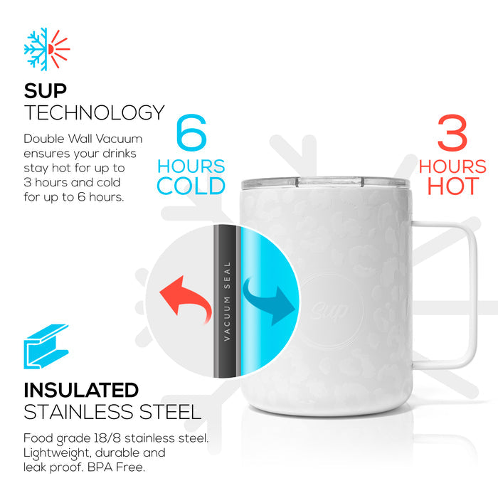 Insulated Mug With Handle | 350ml | Snow Leopard