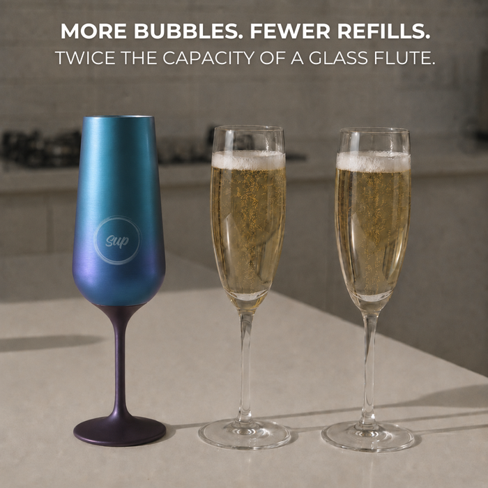 Insulated Wine Bottle & 1 Champagne Flute Gift Set Galaxy