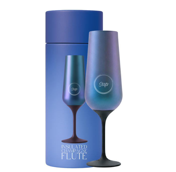 Insulated Wine Bottle & 1 Champagne Flute Gift Set Galaxy