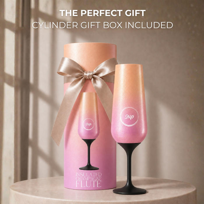 Insulated Wine Bottle & 1 Champagne Flute Gift Set Ombre