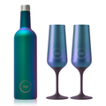 Insulated Wine Bottle & 2 Champagne Flute Gift Set Galaxy