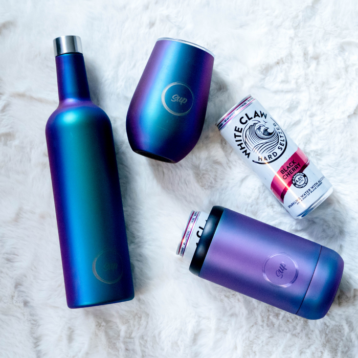Insulated Wine Bottle & 2 Champagne Flute Gift Set Galaxy