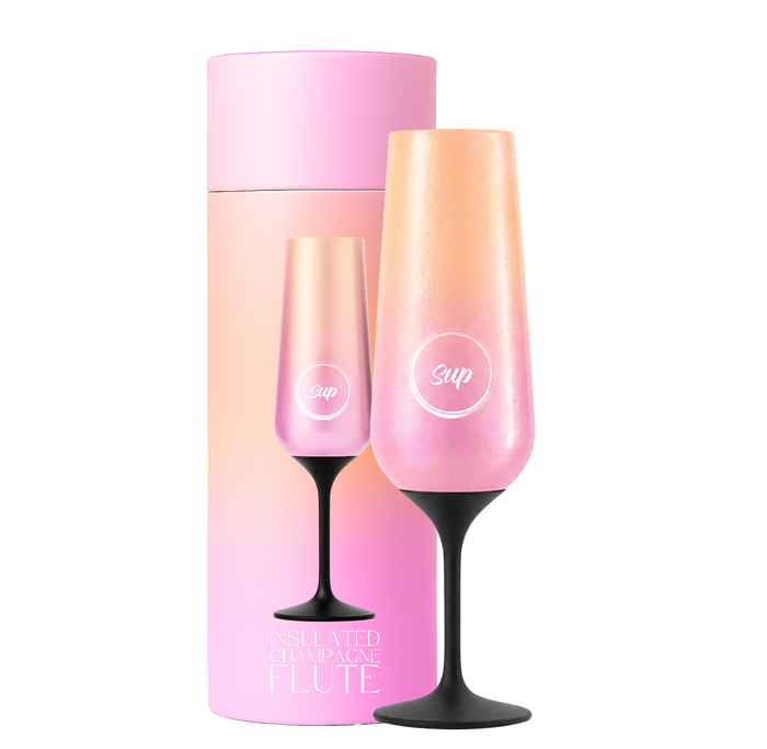 Insulated Wine Bottle & 2 Champagne Flute Gift Set Ombre