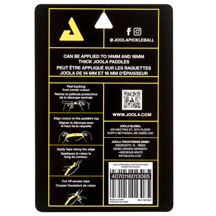 JOOLA Pro V Protective Edge Guard Tape - Black (28mm x 760mm - 3 Pack)