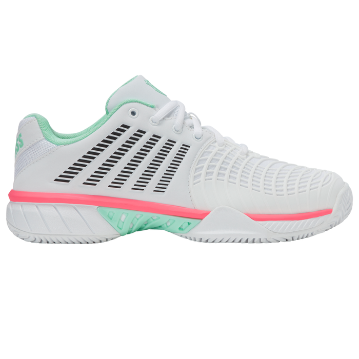 K Swiss Express Light 3 Herringbone Womens Tennis Shoes - White/Neon