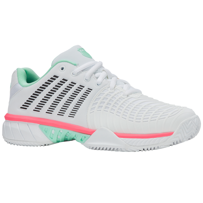 K Swiss Express Light 3 Herringbone Womens Tennis Shoes - White/Neon