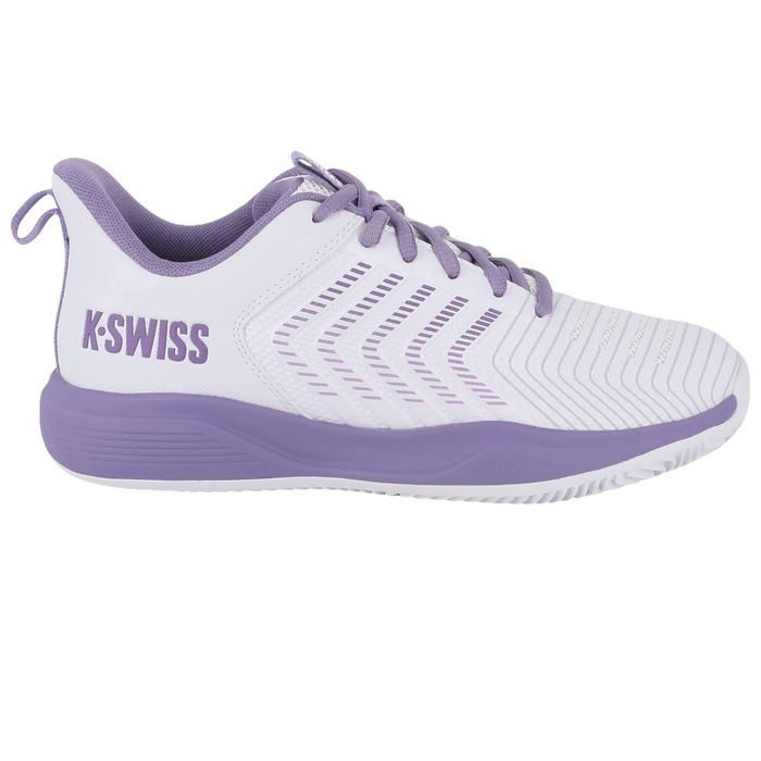 K Swiss Ultrashot Light Clay Womens Tennis Shoes - White/Purple Haze/Neon Lavender