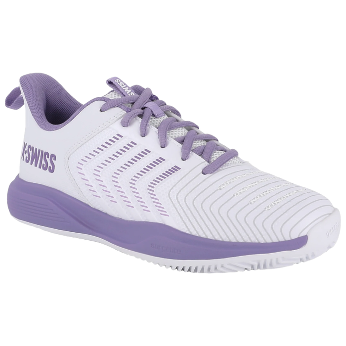 K Swiss Ultrashot Light Clay Womens Tennis Shoes - White/Purple Haze/Neon Lavender