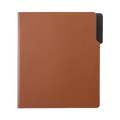 Brown Levenger Wall Street leather padfolio open showing interior notepad