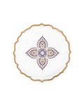 Linen Coffee Napkin Set of 6 pieces - Beige & White
