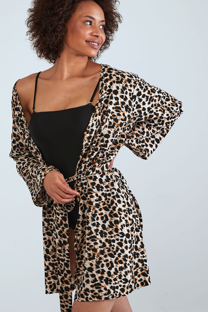 Long Sleeved Kimono - Leopard