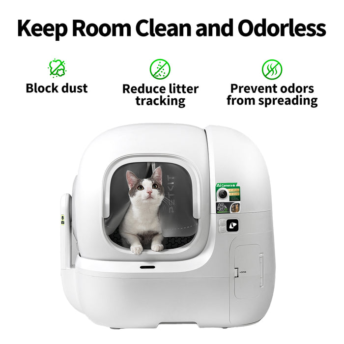 Magnetic dustproof curtain 3.0 effectively blocks dust, reduces litter tracking, and prevents odors from spreading