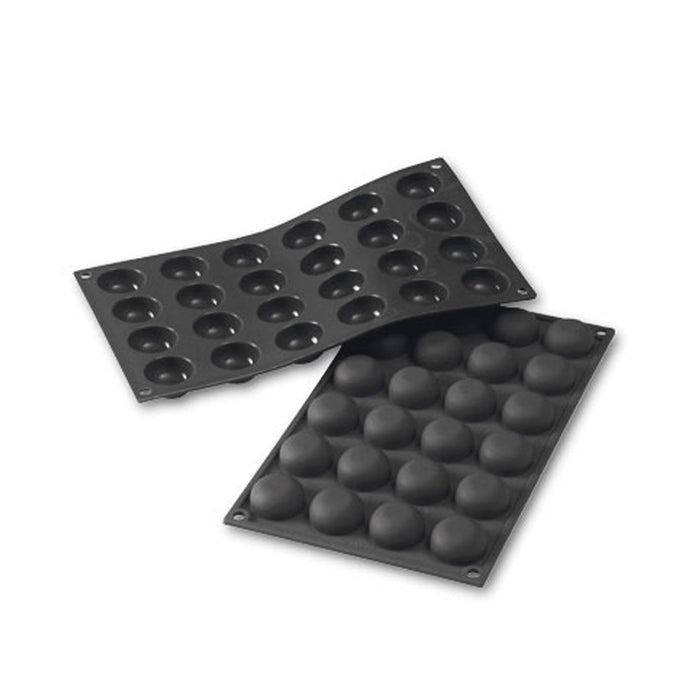 Martellato 30SF009 black silicone pomponette mold with 24 cavities dia. 34 mm, Professional flexible mignon mold