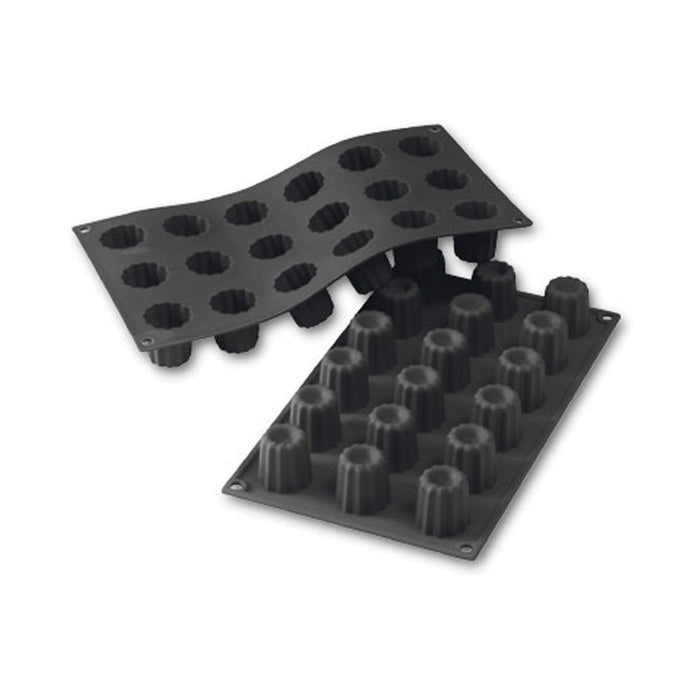 Martellato 30SF033 black silicone Bordelais Cannelé mold with 18 cavities dia. 35 mm, Professional scanalated pastry mold