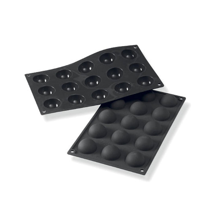 Martellato 30SF005 black silicone half sphere mold with 15 cavities dia. 40 mm, Professional pastry mignon mold