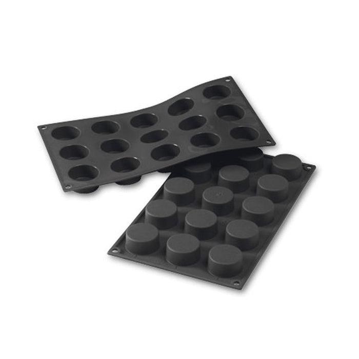 Martellato 30SF027 black silicone petite four cylinder mold with 15 cavities dia. 40 mm, Flexible mignon mold