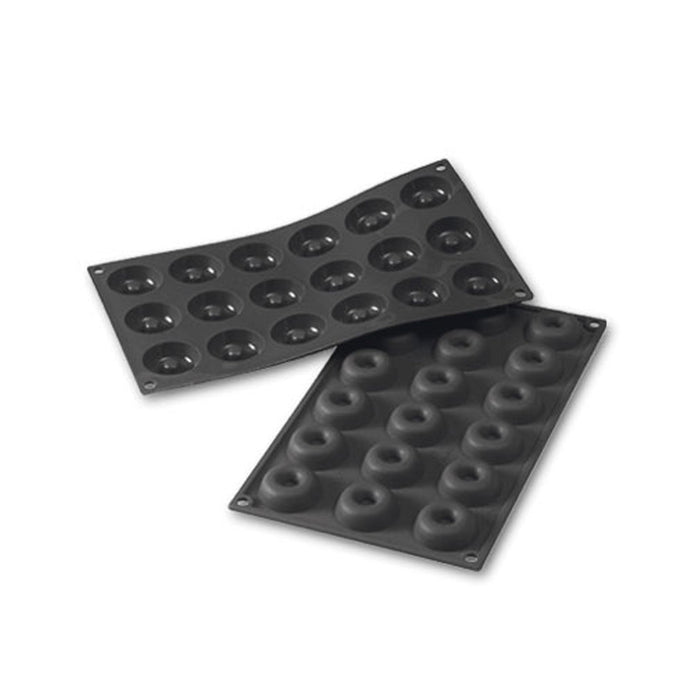 Martellato 30SF010 black silicone mini savarin mold with 18 cavities dia. 41 mm, Professional flexible ring pastry mold
