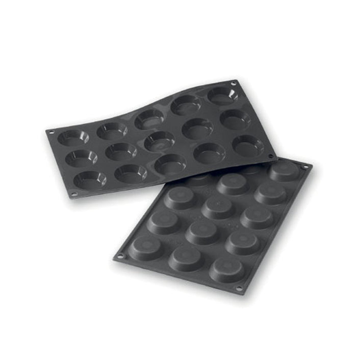 Martellato 30SF013 black silicone mini tartlet mold with 15 cavities dia. 45 mm, Professional flexible tart base mold