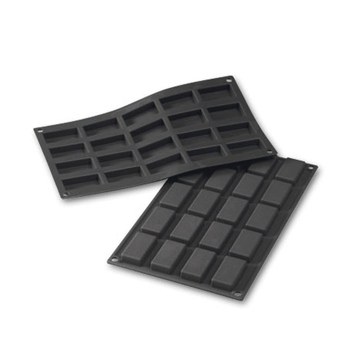 Martellato 30SF025 black silicone financier mold with 20 cavities 49 x 26 mm, Rectangular petit four mold