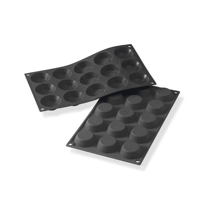 Martellato 30SF014 black silicone tartlet mold with 15 cavities dia. 50 mm, Professional non-stick tartlet mold