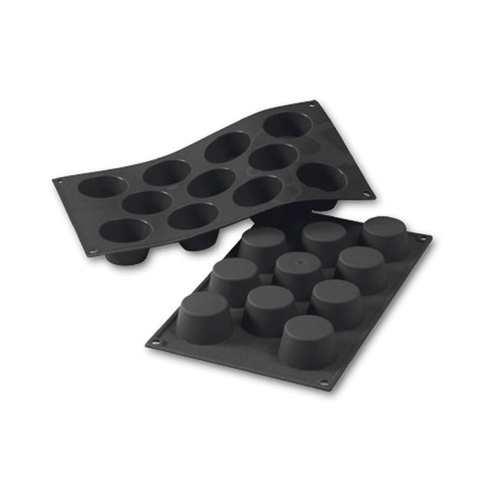 Martellato 30SF022 black silicone mini muffin mold with 11 cavities dia. 51 mm, Professional flexible muffin pastry mold