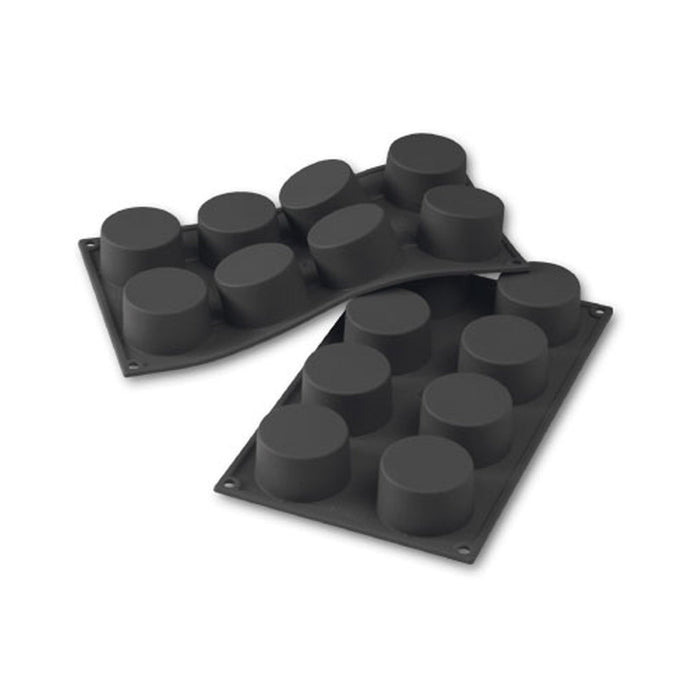 Martellato 30SF028 black silicone cylinder mold with 8 cavities dia. 60 mm, Professional individual portion mold