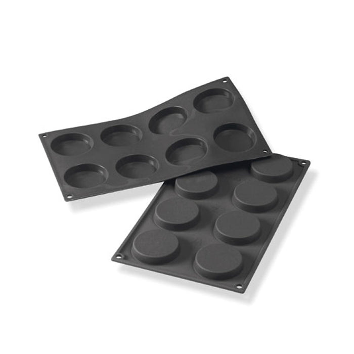 Martellato 30SF029 black silicone Florentine mold with 8 cavities dia. 60 mm, Mold for cookies and chocolate disks