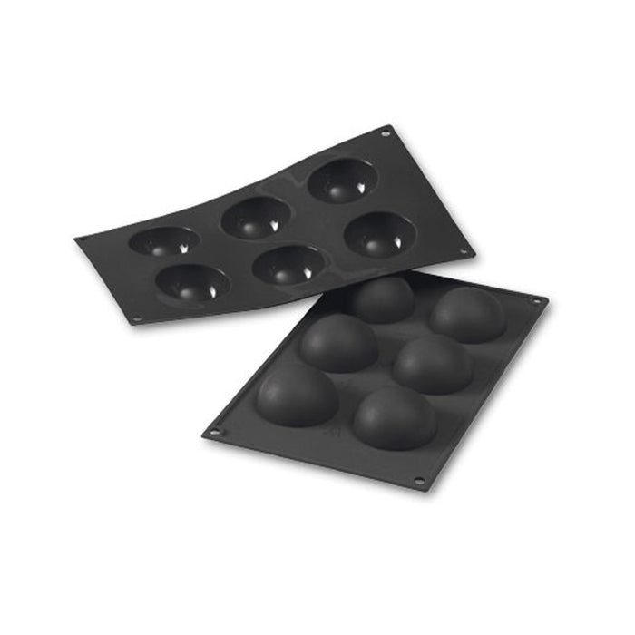 Martellato 30SF003 black silicone half sphere mold with 6 cavities dia. 60 mm, Professional flexible pastry mold