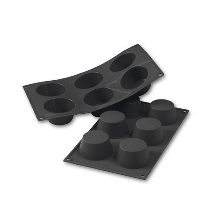 Martellato 30SF023 black silicone muffin mold with 6 cavities dia. 69 mm, Professional flexible cupcake mold