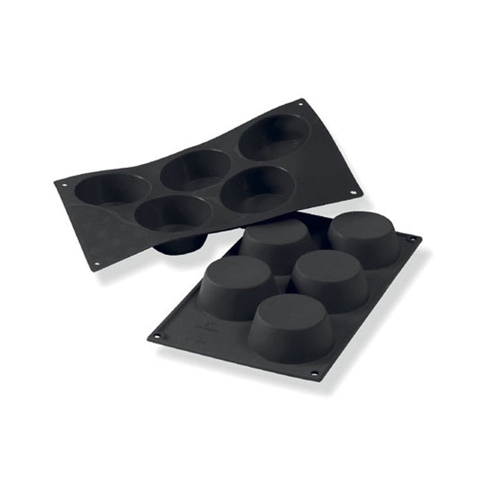 Martellato 30SF024 black silicone large muffin mold with 5 cavities dia. 81 mm, Non-stick bakery mold
