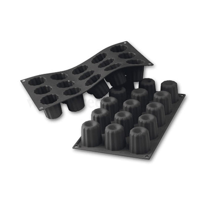 Martellato 30SF059 black silicone large Bordelais mold with 15 cavities dia. 45 mm