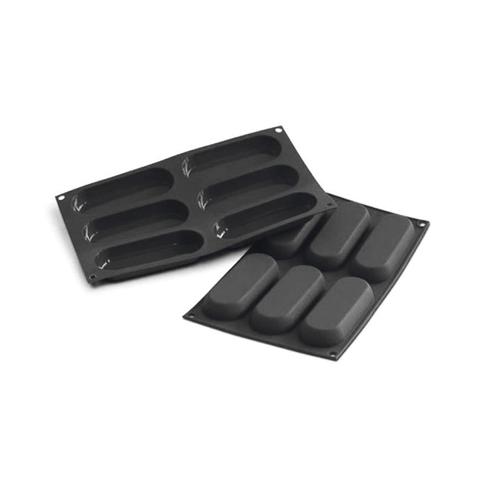 Martellato 30SF103 black silicone Savoiardo ladyfinger mold with 6 cavities