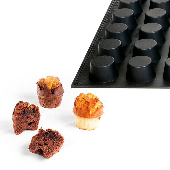 Martellato 54-Cavity 2 in (50 mm) Mini Muffin Silicone Mold, Black