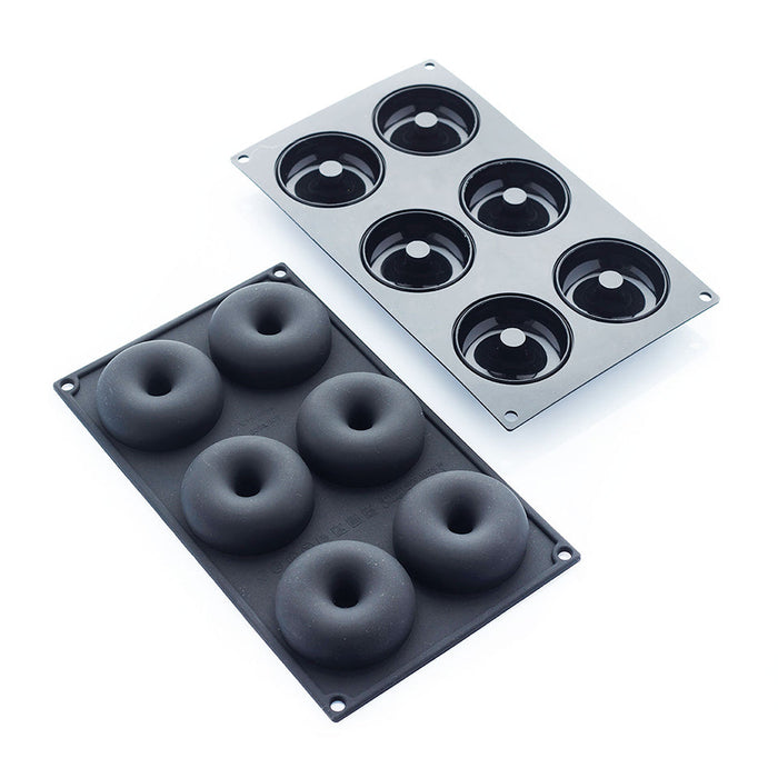 Martellato 30SIL503 black silicone donut mold with 6 cavities dia. 80 mm
