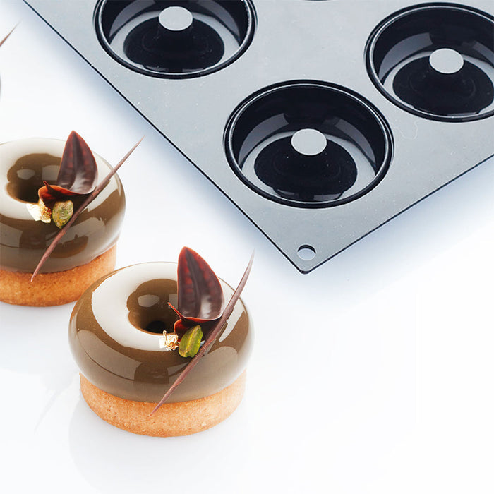 Martellato 6.9 x 11.8 in (17.5 x 30 cm) Donuts Silicone Mold, Black