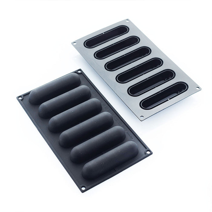 Martellato 30SIL504 black silicone eclair mold with 8 cavities