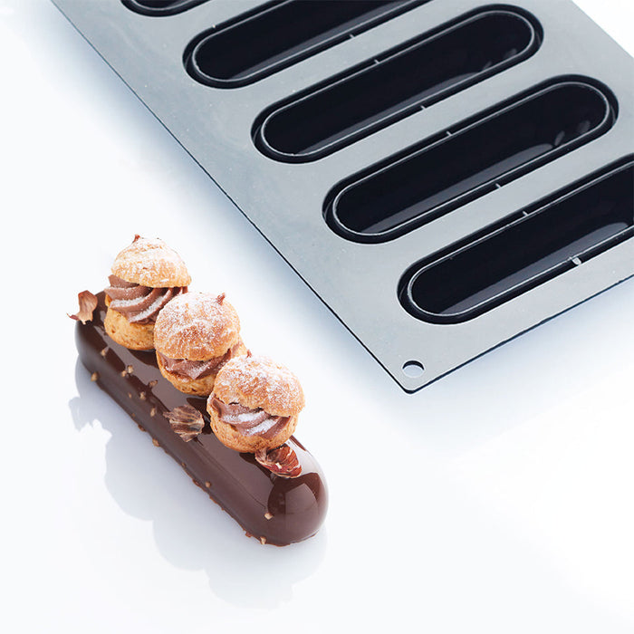 Martellato 6.9 x 11.8 in (17.5 x 30 cm) Eclair Silicone Mold, Black