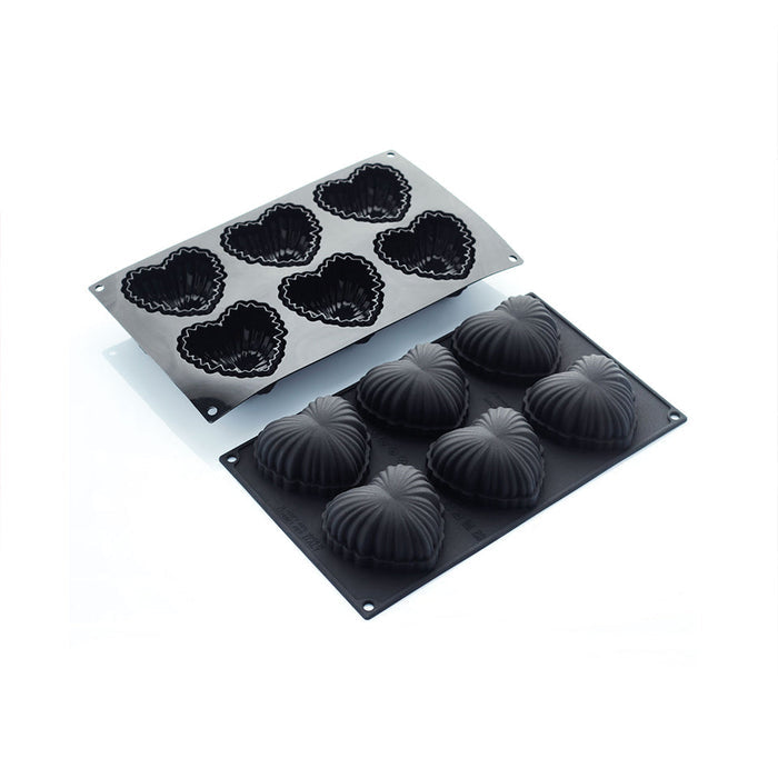 Martellato 30SIL514 black silicone round satin mold with 6 cavities dia. 75 mm