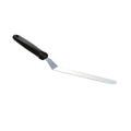 Martellato 8 inch stainless steel offset spatula with black handle for professional cake icing and pastry work