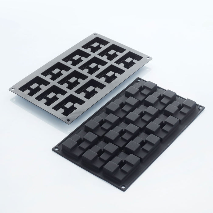 Martellato 30SIL602 black silicone block brick mold 2-piece set