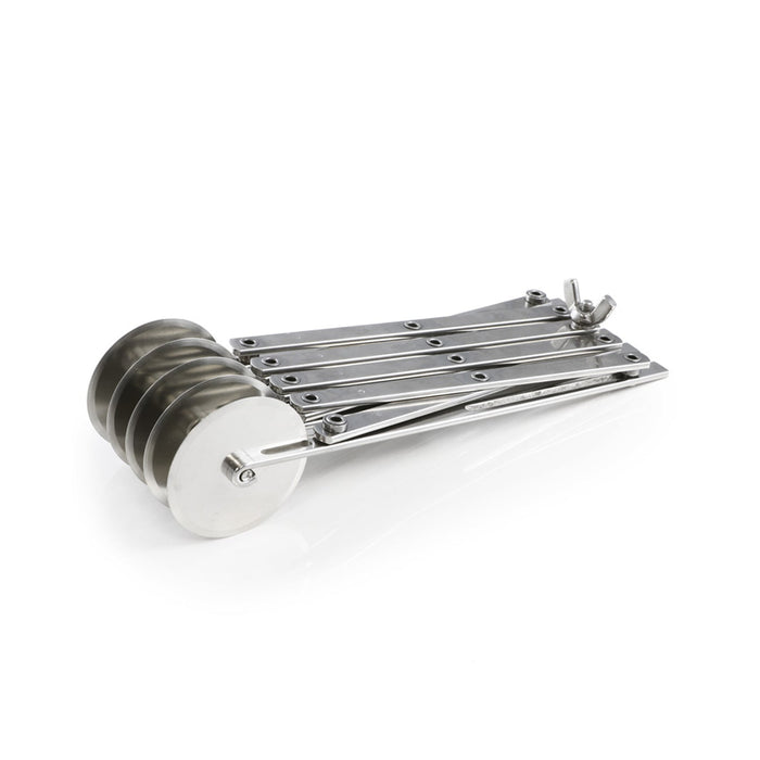 Martellato adjustable stainless steel dough cutter with five straight wheels for pastry and pasta cutting
