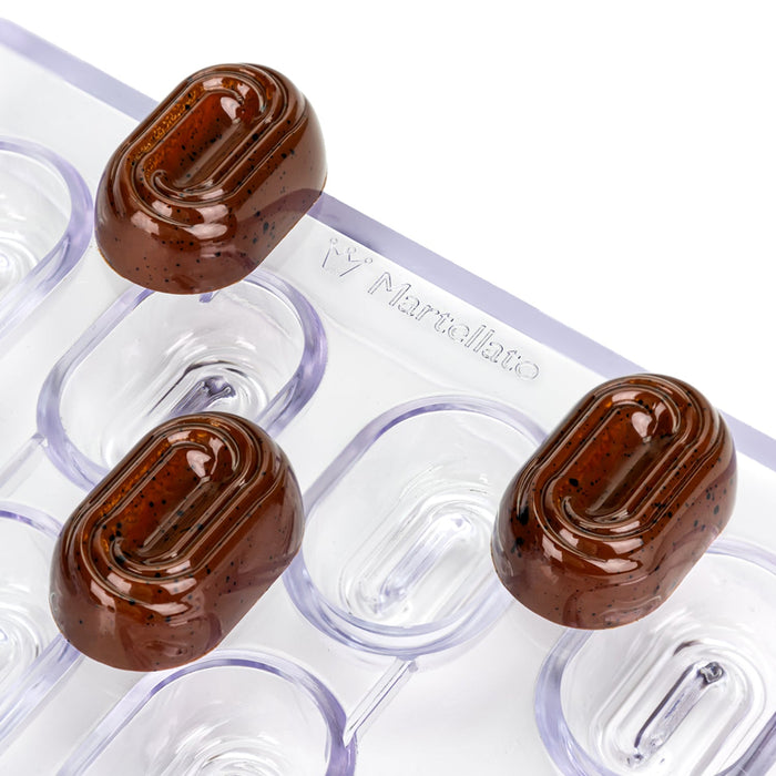 Martellato biscuit polycarbonate chocolate mold with 20 cavities for professional praline and bonbon production (View 2)