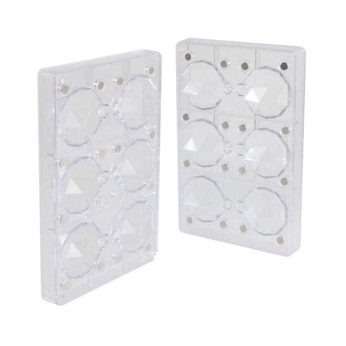 Martellato Diamantine 3D polycarbonate chocolate mold creating hollow faceted Christmas chocolate ornaments (View 2)