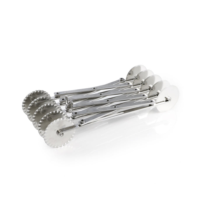 Martellato expanding pastry cutter with 5 smooth and 5 wavy stainless steel wheels