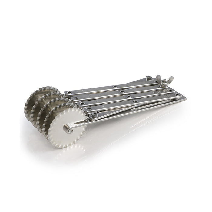 Martellato expanding pastry cutter with 5 wavy stainless steel blades, Adjustable stainless steel 5 wheel wavy dough cutter expandable spacing