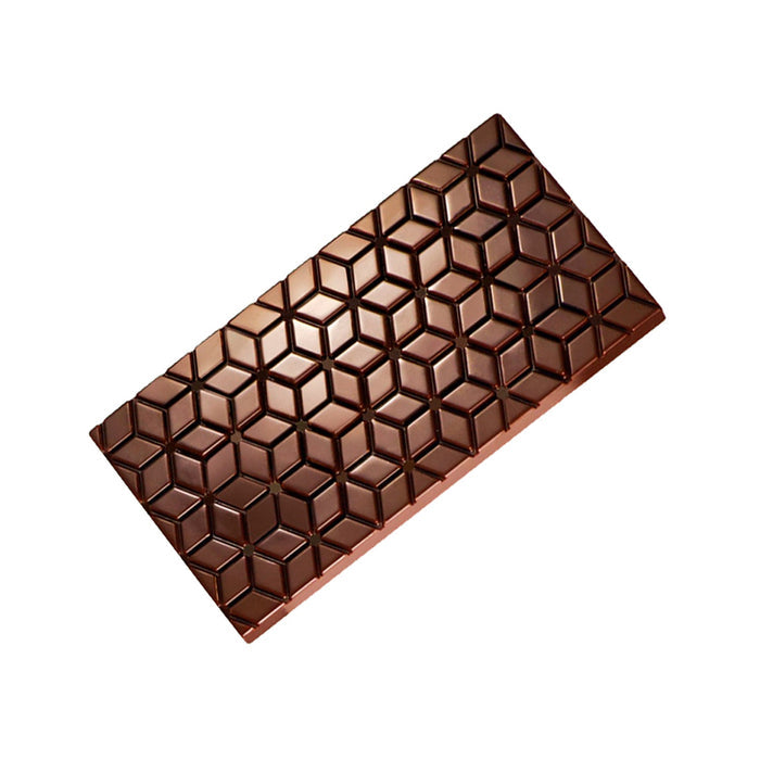 Martellato Kube 100 g polycarbonate chocolate bar mold with 3 cube-pattern tablet cavities for professional chocolate production