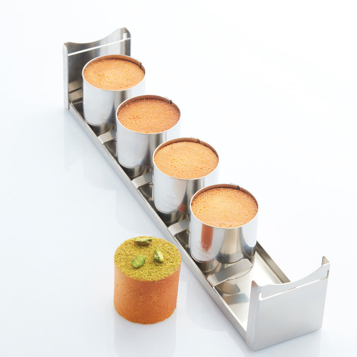 Martellato Mini Cylinder 5 stainless steel travel cake mold product image,
Martellato Mini Cylinder 5 geometric stainless steel mold for individual cakes,
Martellato professional cylindrical travel cake mold for modern pastry creations