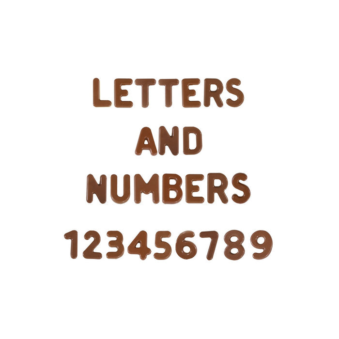 Martellato polycarbonate chocolate mold for 30 mm letters and numbers used for cake and dessert decoration