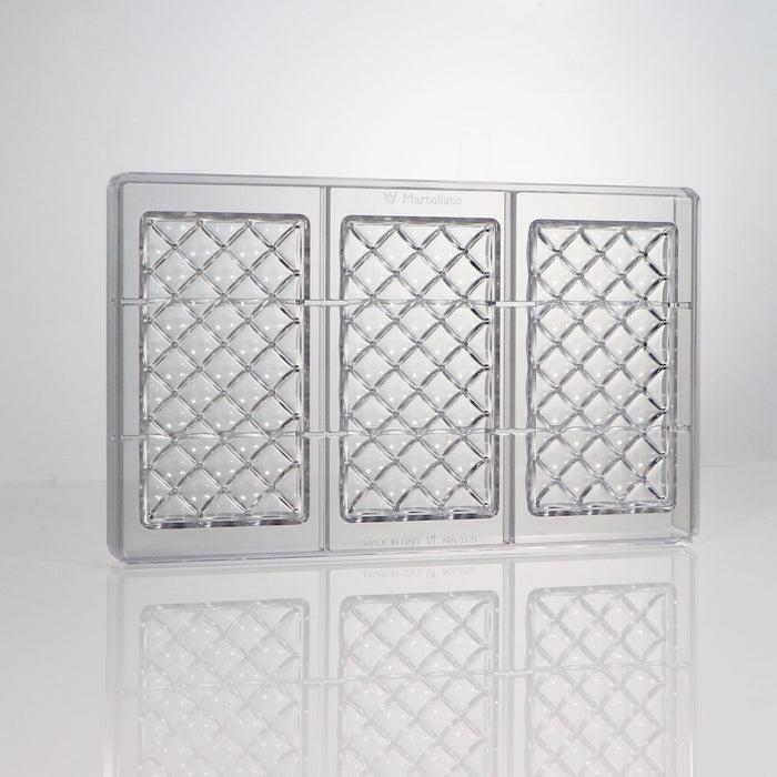 Martellato Quilted Chocolate Bar Polycarbonate Mold, 3 Cavity